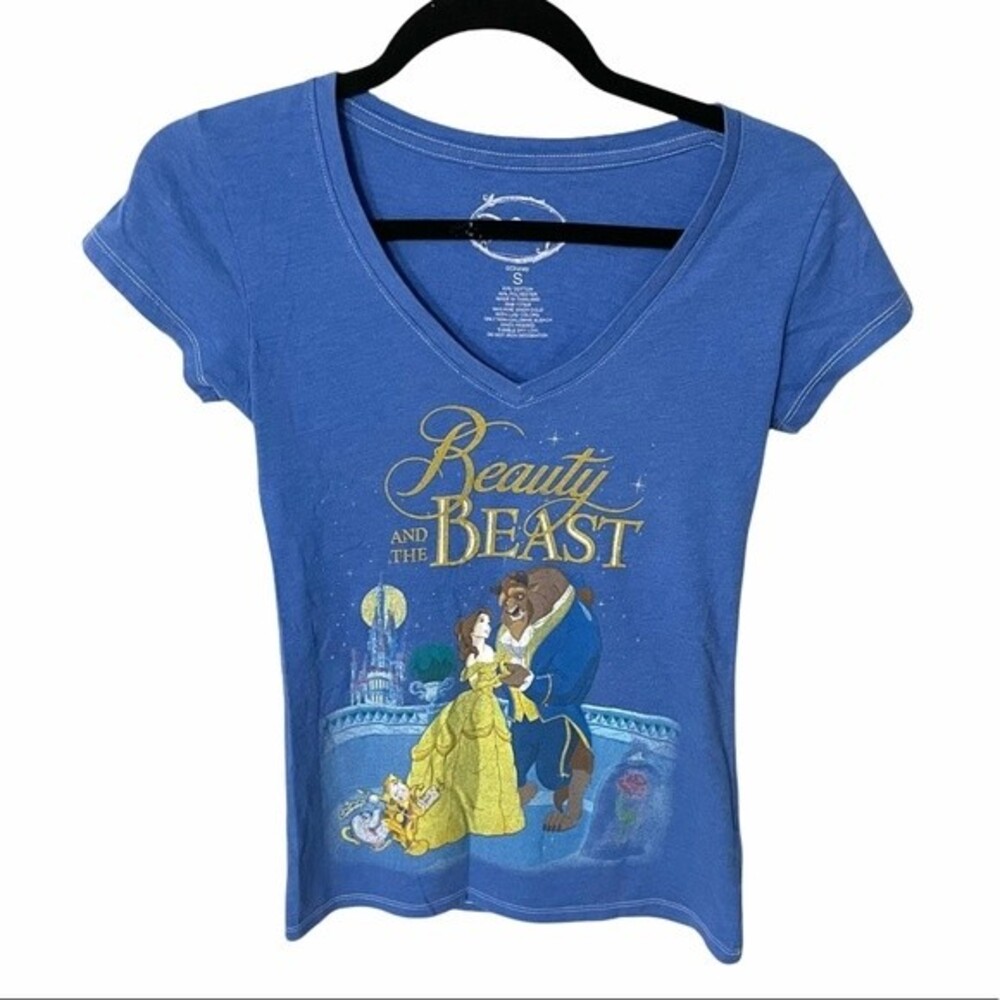 DISNEY shirt womens bkue beauty and the beast shirt small